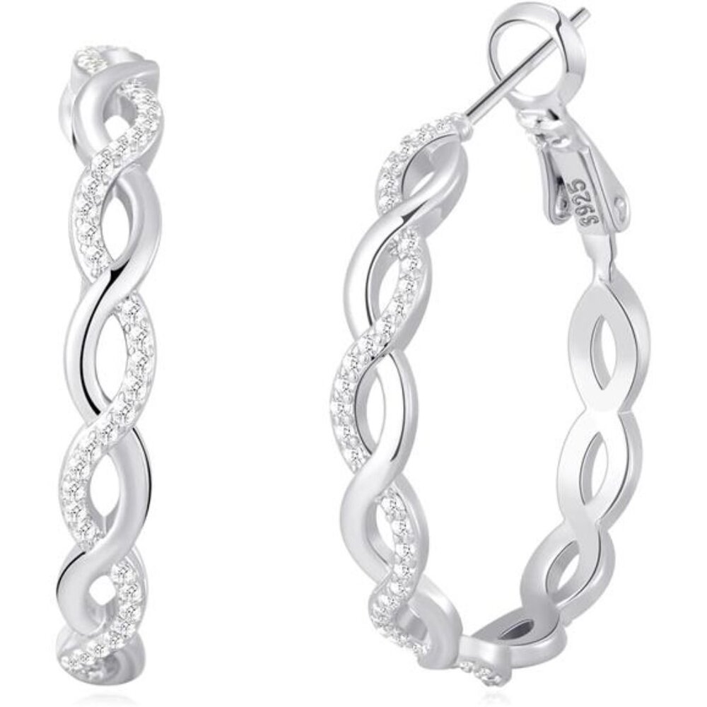 925 Sterling Silver Earrings Hoops for Women Lightweight Twisted Hoop